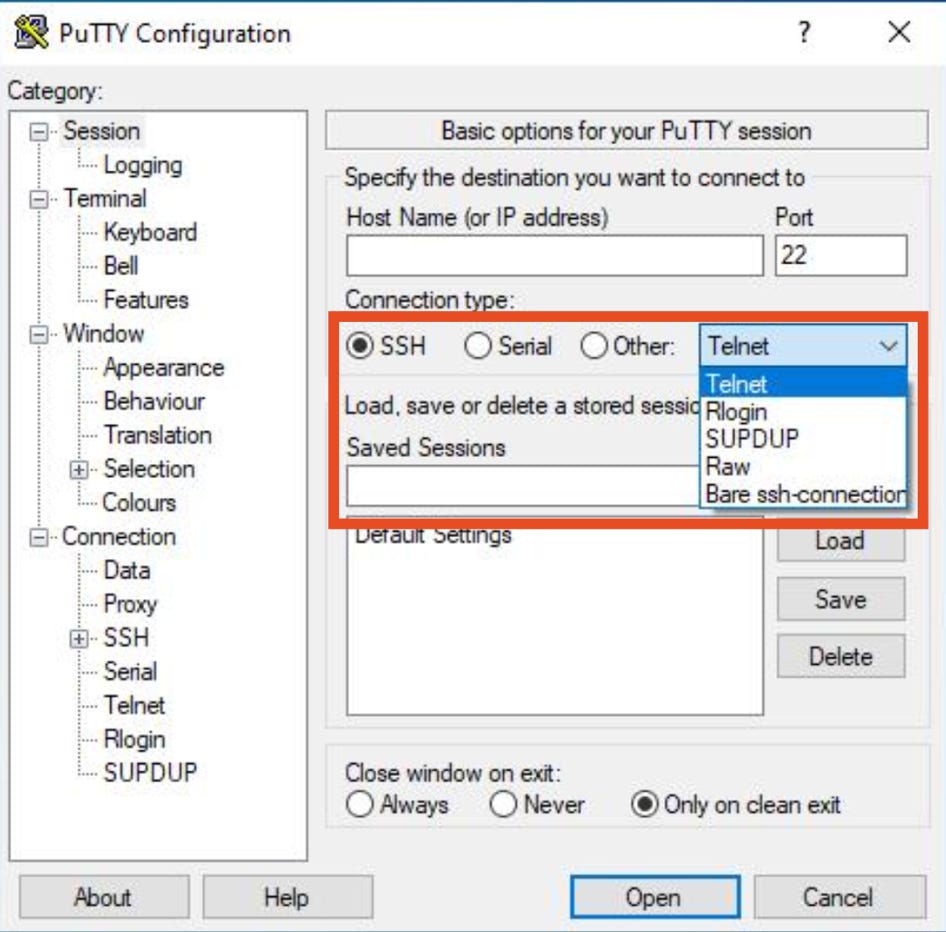Putty configuration